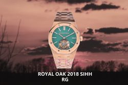 Royal Oak 2018 SIHH RG Tourbillon R8F Green Sunburst Tapisserie Dial on RG Bracelet Flying Tourb