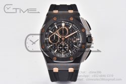 Royal Oak Offshore 26405 44mm Real Ceramic RSF 1:1 Best Edition Black Dial RG Markers on Rubber Strap A3126 - Image 3