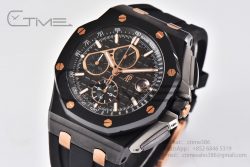 Royal Oak Offshore 26405 44mm Real Ceramic RSF 1:1 Best Edition Black Dial RG Markers on Rubber Strap A3126 - Image 2