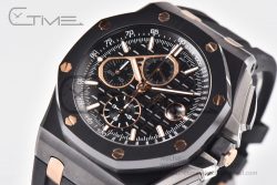 Royal Oak Offshore 26405 44mm Real Ceramic RSF 1:1 Best Edition Black Dial RG Markers on Rubber Strap A3126 - Image 4