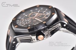 Royal Oak Offshore 26405 44mm Real Ceramic RSF 1:1 Best Edition Black Dial RG Markers on Rubber Strap A3126 - Image 7