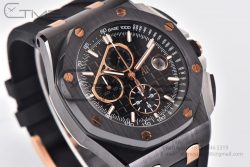 Royal Oak Offshore 26405 44mm Real Ceramic RSF 1:1 Best Edition Black Dial RG Markers on Rubber Strap A3126 - Image 6
