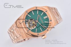 Royal Oak 2018 SIHH RG Tourbillon R8F Green Sunburst Tapisserie Dial on RG Bracelet Flying Tourb - Image 4