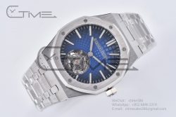 Royal Oak 2018 SIHH SS Tourbillon R8F Graduated Dark Blue Sunburst Tapisserie Dial on SS Bracelet Flying Tourb - Image 4