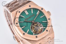 Royal Oak 2018 SIHH RG Tourbillon R8F Green Sunburst Tapisserie Dial on RG Bracelet Flying Tourb - Image 7