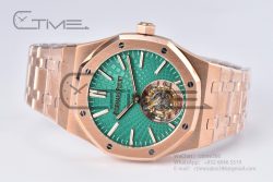 Royal Oak 2018 SIHH RG Tourbillon R8F Green Sunburst Tapisserie Dial on RG Bracelet Flying Tourb - Image 13