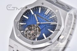 Royal Oak 2018 SIHH SS Tourbillon R8F Graduated Dark Blue Sunburst Tapisserie Dial on SS Bracelet Flying Tourb - Image 5