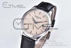 Calatrava 5227 SS 3KF 1:1 Best Edition White Dial on Brown Leather Strap A324 Super Clone V2 - Image 2