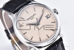 Calatrava 5227 SS 3KF 1:1 Best Edition White Dial on Brown Leather Strap A324 Super Clone V2 - Image 7