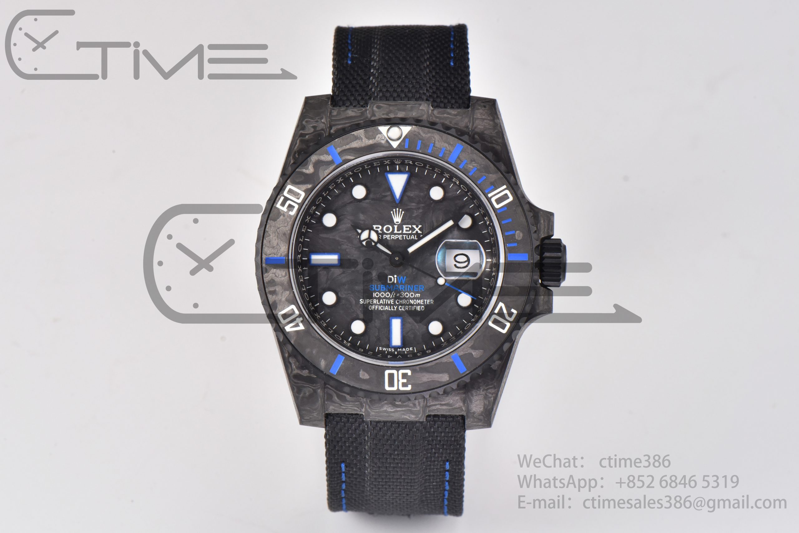 DSC_4819-1-scaled-1.jpg Submariner 40mm DIW VSF 1:1 Best Edition Forged Carbon Blue Element on Nylon Strap VS3135 - Image 1