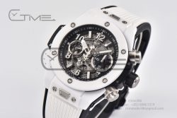 Hublot Big Bang Unico White Ceramic ZF 1:1 Best Edition Skeleton Dial on White Rubber Strap A1280 - Image 2