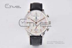 Portuguese Chrono IW3716 RSF 1:1 Best Edition White Dial YG Markers on Black Leather Strap A7750 - Image 3