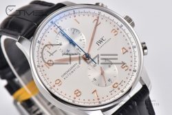 Portuguese Chrono IW3716 RSF 1:1 Best Edition White Dial YG Markers on Black Leather Strap A7750 - Image 4