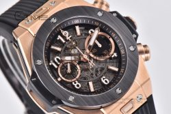 Hublot Big Bang Unico RG Ceramic ZF 1:1 Best Edition Skeleton Dial on Black Rubber Strap A1280 - Image 4
