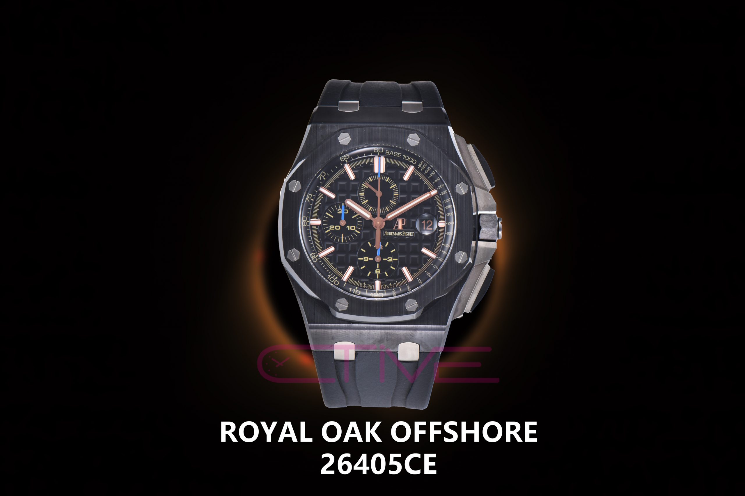 Royal Oak Offshore 26405CE 44mm Black Ceramic JJF 1:1 Best Edition Black Dial on Rubber Strap A3126 V2