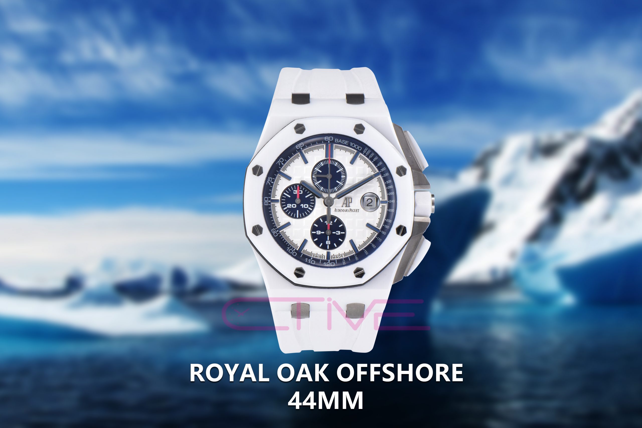 Royal Oak Offshore 44mm White Ceramic APF 1:1 Best Edition White Dial on Rubber Strap A3126