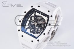 RM055 White Ceramic BBR Best Edition Skeleton Dial on White Rubber Strap Clone RMUL2 V2 - Image 2