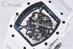 RM055 White Ceramic BBR Best Edition Skeleton Dial on White Rubber Strap Clone RMUL2 V2 - Image 5