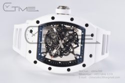 RM055 White Ceramic BBR Best Edition Skeleton Dial on White Rubber Strap Clone RMUL2 V2 - Image 9