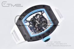 RM055 NTPT BBR Best Edition Skeleton Blue Dial on White Rubber Strap Clone RMUL2 V2 - Image 4