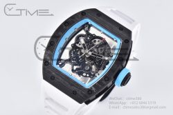 RM055 NTPT BBR Best Edition Skeleton Blue Dial on White Rubber Strap Clone RMUL2 V2 - Image 2