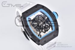 RM055 NTPT BBR Best Edition Skeleton Blue Dial on White Rubber Strap Clone RMUL2 V2 - Image 7