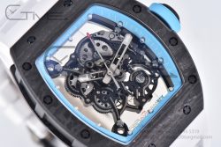 RM055 NTPT BBR Best Edition Skeleton Blue Dial on White Rubber Strap Clone RMUL2 V2 - Image 8