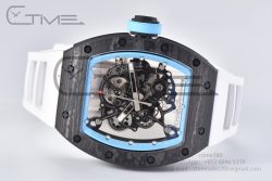 RM055 NTPT BBR Best Edition Skeleton Blue Dial on White Rubber Strap Clone RMUL2 V2 - Image 9