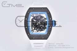 RM055 Real NTPT RMF 1:1 Best Edition Skeleton Blue Dial on White Rubber Strap RMUL2 - Image 3