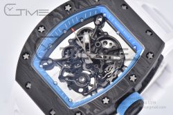 RM055 Real NTPT RMF 1:1 Best Edition Skeleton Blue Dial on White Rubber Strap RMUL2 - Image 5