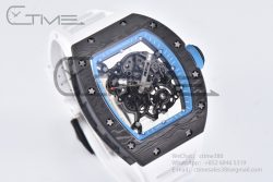 RM055 Real NTPT RMF 1:1 Best Edition Skeleton Blue Dial on White Rubber Strap RMUL2 - Image 7