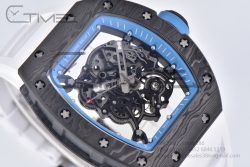 RM055 Real NTPT RMF 1:1 Best Edition Skeleton Blue Dial on White Rubber Strap RMUL2 - Image 8