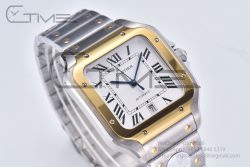 Santos de Cartier 40mm SS/YG 2018 BVF 1:1 Best Edition White Dial on SS/YG SmartLinks Bracelet MIYOTA 9015 V2 - Image 7