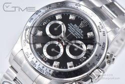 Daytona 116509 Clean Factory 1:1 Best Edition 904L Black Diamond Dial on SS Bracelet SA4130 - Image 5