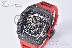 RM035-02 Real NTPT 1:1 Best Edition T+F Skeleton Dial on Red Rubber Strap - Image 2