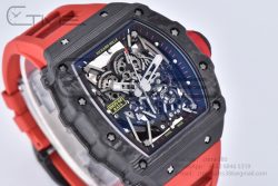 RM035-02 Real NTPT 1:1 Best Edition T+F Skeleton Dial on Red Rubber Strap - Image 6