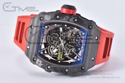 RM035-02 Real NTPT 1:1 Best Edition T+F Skeleton Dial on Red Rubber Strap - Image 7