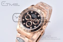 Daytona 116505 Clean Factory 1:1 Best Edition Black Diamonds Dial on RG Bracelet SA4130 - Image 2