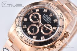 Daytona 116505 Clean Factory 1:1 Best Edition Black Diamonds Dial on RG Bracelet SA4130 - Image 5