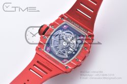 RM035-02 Real NTPT ZF 1:1 Best Edition Skeleton Dial on Red Rubber Strap NH05A - Image 10