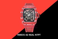 RM035-02 Real NTPT ZF 1:1 Best Edition Skeleton Dial on Red Rubber Strap NH05A