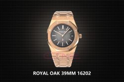 Royal Oak 39mm 16202 "50th Anniversary" RG ZF 1:1 Best Edition Gray Textured Dial on RG Bracelet A7121