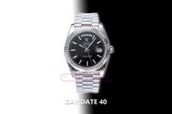 Day Date 40 GMF 1:1 Best Edition 904L Steel Black Dial Stick Markers on Bracelet A2836（Tungsten Heavy Version）