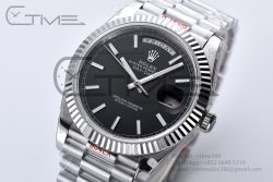 Day Date 40 GMF 1:1 Best Edition 904L Steel Black Dial Stick Markers on Bracelet A2836（Tungsten Heavy Version） - Image 2