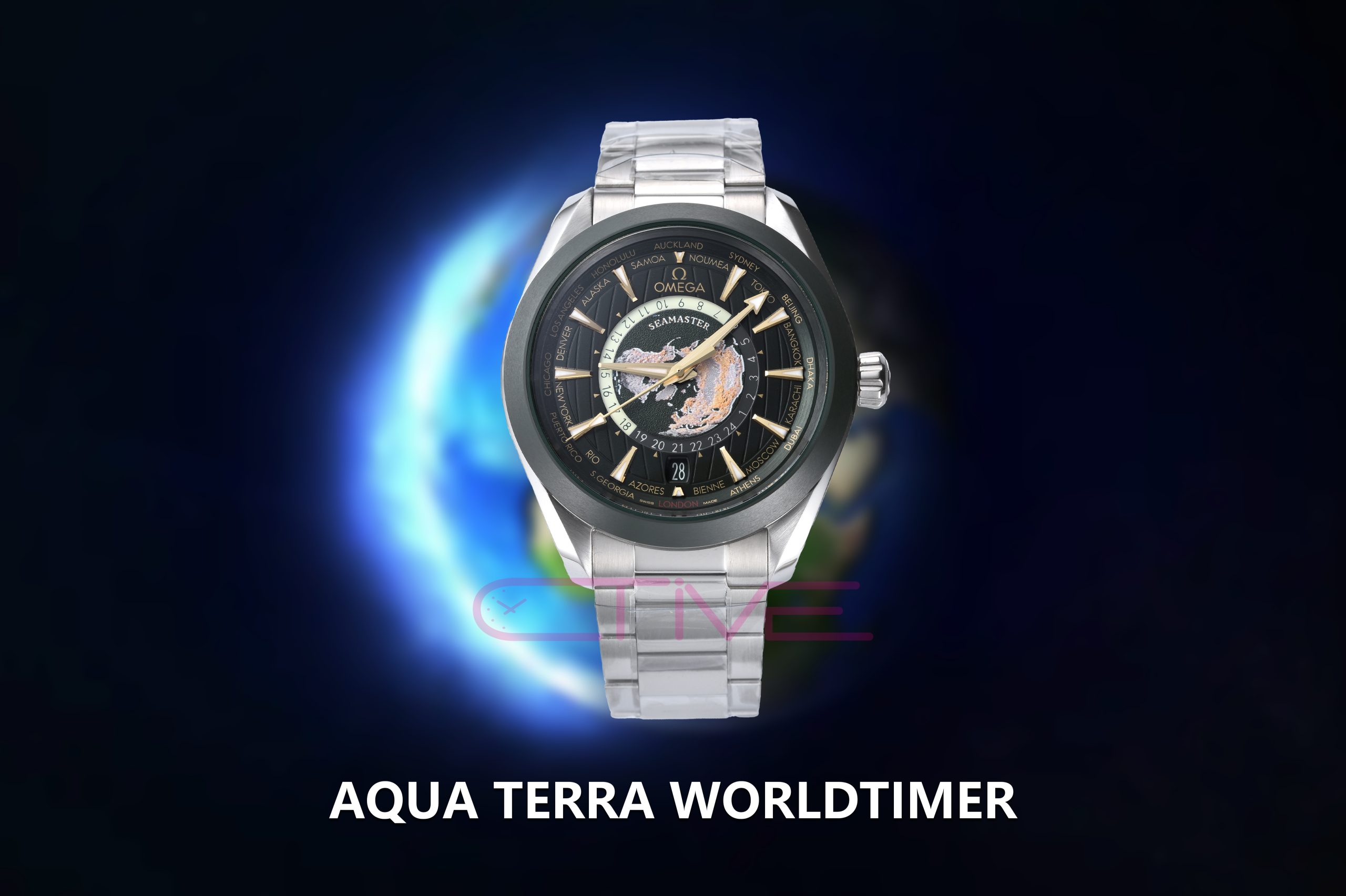 Aqua Terra Worldtimer Aqua Terra Worldtimer VSF 1:1 Best Edition Green Dial on SS Bracelet A8938 Super Clone - Image 1