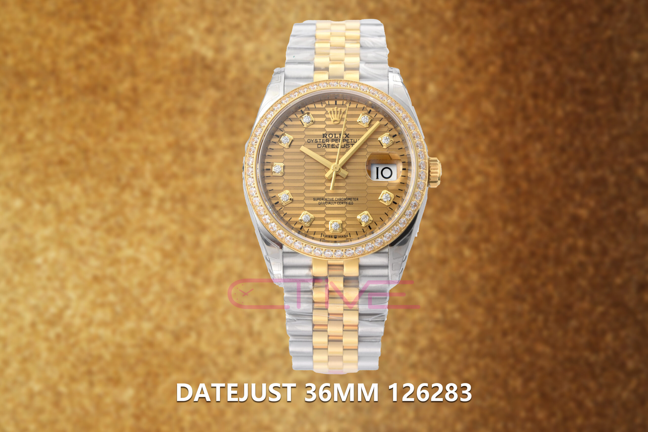 DateJust 36mm 126283 VSF 1:1 Best Edition 904L Steel YG/SS Textured Diamonds Dial on Jubilee Bracelet VS3235