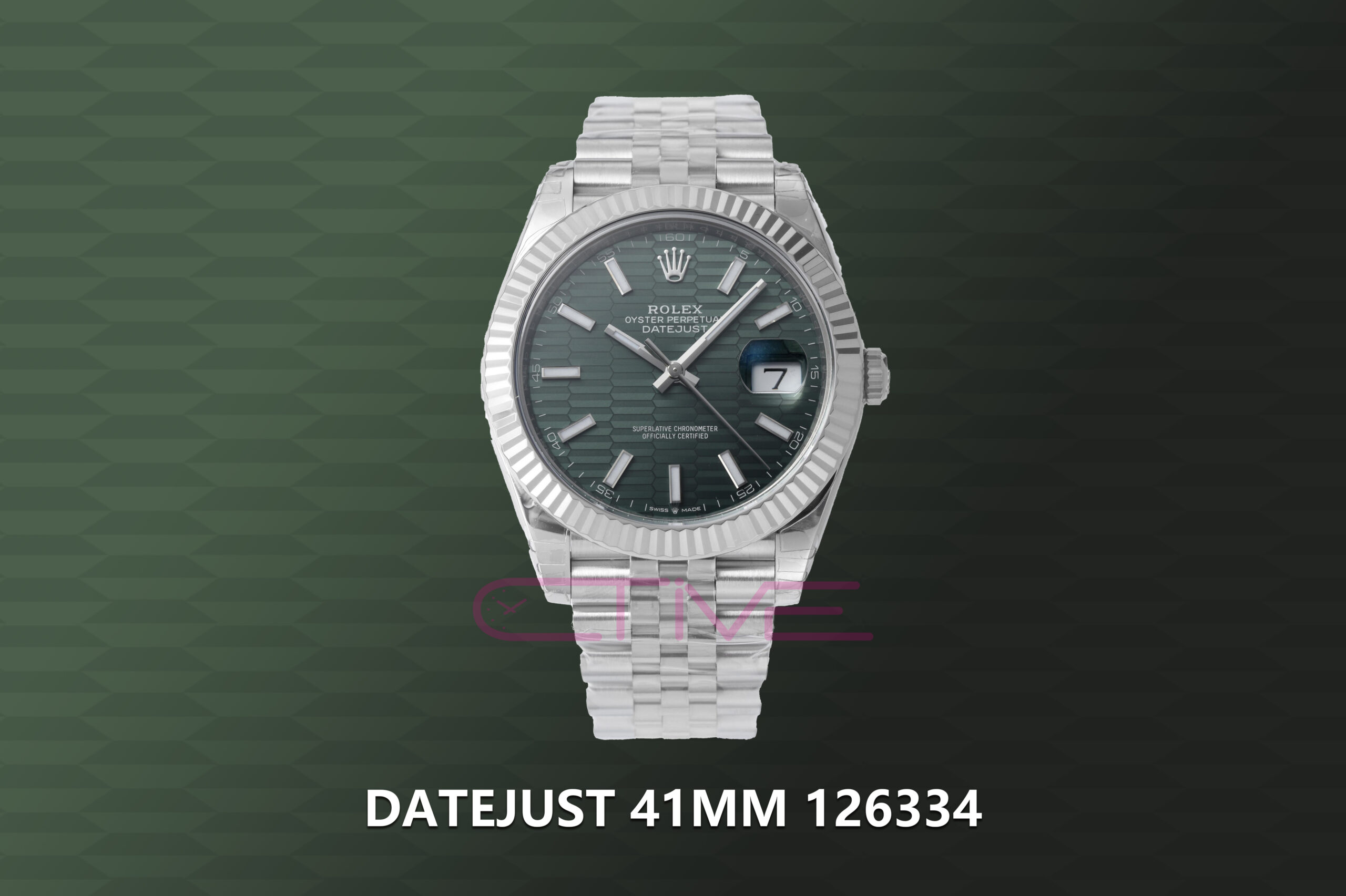 DateJust 41MM 126334 拷贝 DateJust 41MM 126334 VSF 1:1 Best Edition Green Fluted Dial on 904L SS Jubilee Bracelet VS3235 - Image 1