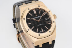 Royal Oak 41mm 15400 RG APSF 1:1 Best Edition Black Dial on Black Leather Strap SA3120 Super Clone - Image 4