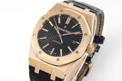 Royal Oak 41mm 15400 RG APSF 1:1 Best Edition Black Dial on Black Leather Strap SA3120 Super Clone - Image 2