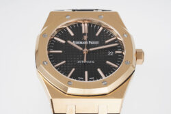 Royal Oak 41mm 15400 RG APSF 1:1 Best Edition Black Dial on Black Leather Strap SA3120 Super Clone - Image 6